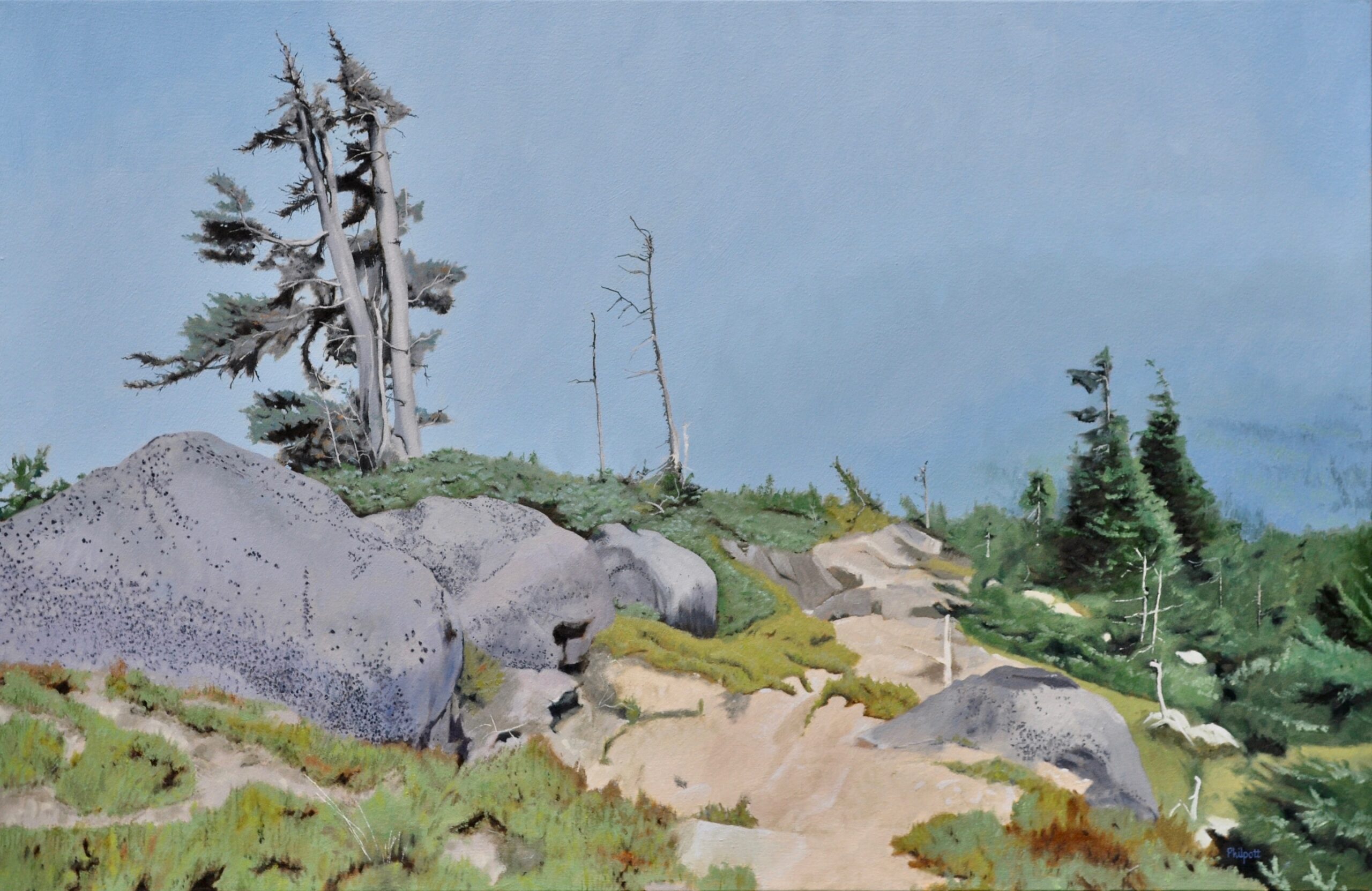 Descending Trail, oil on canvas, 26x40